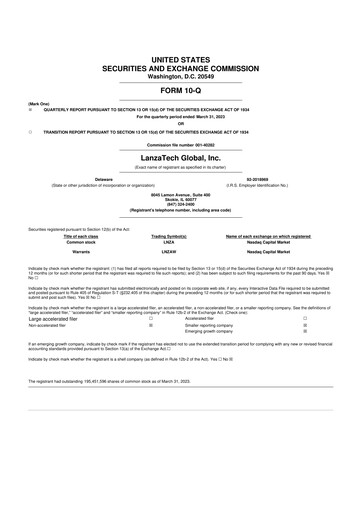 Thumbnail LanzaTech Global 10-Q Quarterly Report FY2023 