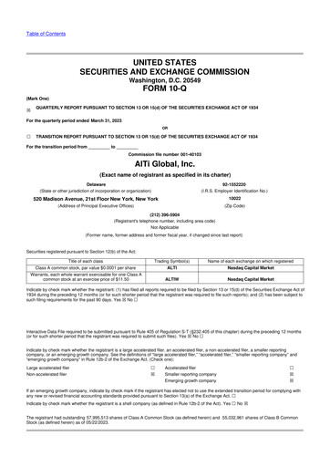 Thumbnail AlTi Global 10-Q Quarterly Report FY2023 