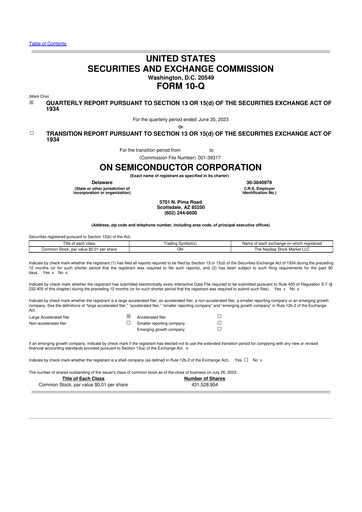 Thumbnail ON Semiconductor 10-Q Quarterly Report FY2023 