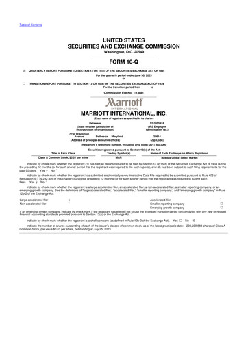 Vorschaubild Marriott International 10-Q Quartalsbericht 2023 