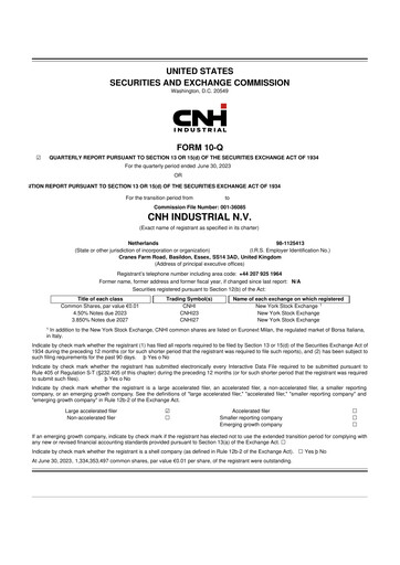 Thumbnail CNH Industrial
 10-Q Quarterly Report FY2023 