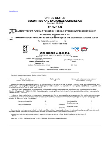 Thumbnail Dine Brands Global 10-Q Quarterly Report FY2023 