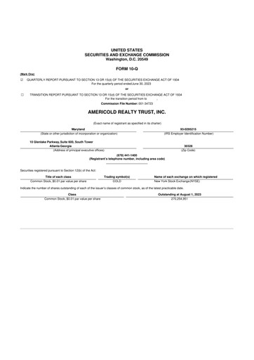 Thumbnail Americold 10-Q Quarterly Report FY2023 