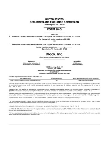 Miniature Block 10-Q Rapport trimestriel 2023 