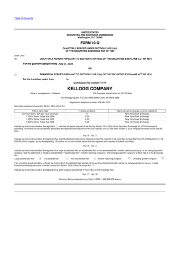 Thumbnail Kellanova 
 (Kellogg's) 10-Q Quarterly Report FY2023 