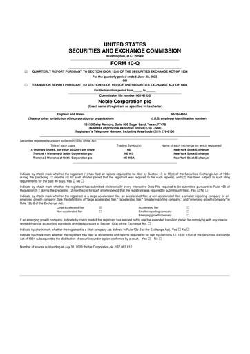 Thumbnail Noble Corporation
 10-Q Quarterly Report FY2023 