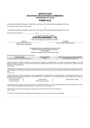 Thumbnail Steve Madden
 10-Q Quarterly Report FY2023 