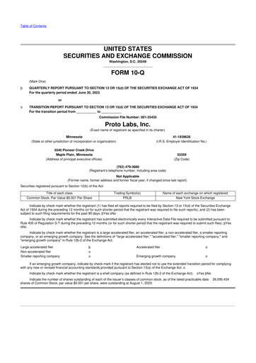 Thumbnail Protolabs 10-Q Quarterly Report FY2023 