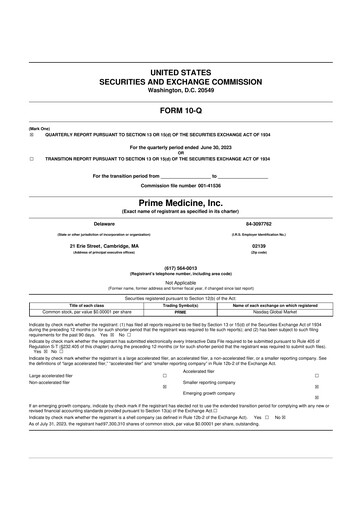 Thumbnail Prime Medicine 10-Q Quarterly Report FY2023 