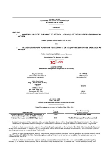 Thumbnail Zai Lab 10-Q Quarterly Report FY2023 