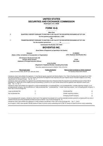 Miniature Bioventus 10-Q Rapport trimestriel 2023 