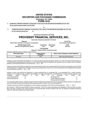 Thumbnail Provident Financial Services 10-Q Quarterly Report FY2023 