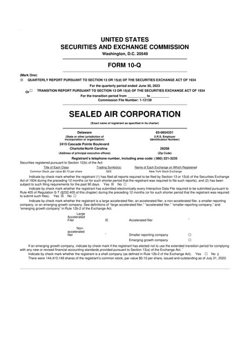 Thumbnail Sealed Air
 10-Q Quarterly Report FY2023 
