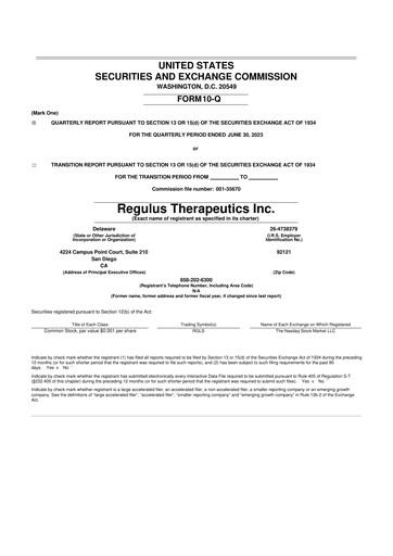 Thumbnail Regulus Therapeutics 10-Q Quarterly Report FY2023 