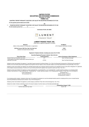 Vorschaubild Lument Finance Trust 10-Q Quartalsbericht  