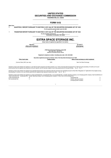 Miniature Extra Space Storage
 10-Q Rapport trimestriel 2023 