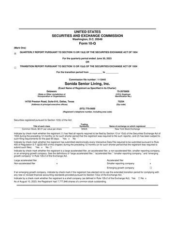 Thumbnail Sonida Senior Living 10-Q Quarterly Report FY2023 