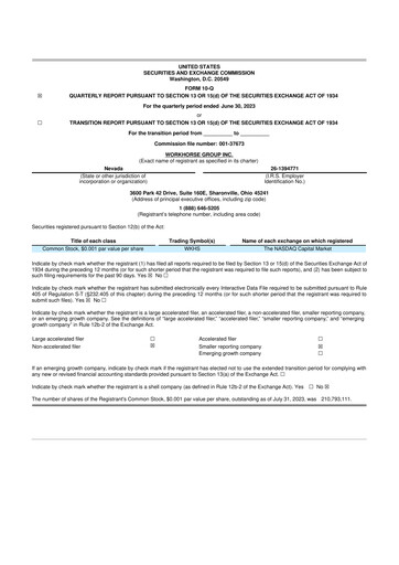 Miniature Workhorse Group
 10-Q Rapport trimestriel 2023 