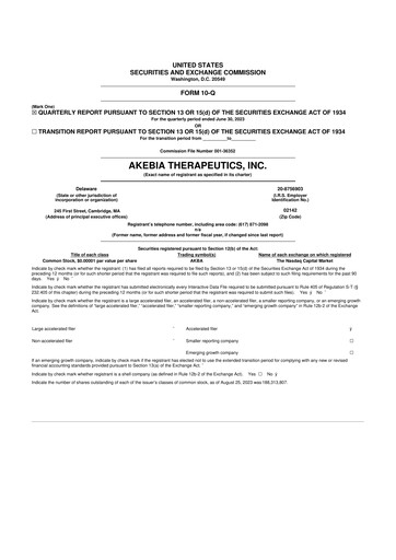 Thumbnail Akebia Therapeutics 10-Q Quarterly Report FY2023 