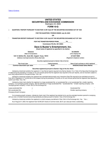 Thumbnail Dave & Buster's
 10-Q Quarterly Report FY2023 
