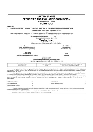 Miniature Tesla 10-Q Rapport trimestriel 2023 