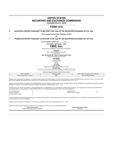 Thumbnail CBIZ 10-Q Quarterly Report FY2023 