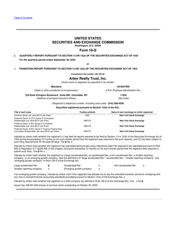 Vorschaubild Arbor Realty Trust
 10-Q Quartalsbericht 2023 