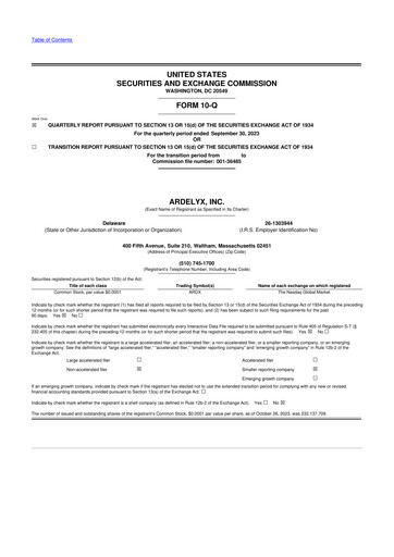 Thumbnail Ardelyx 10-Q Quarterly Report FY2023 