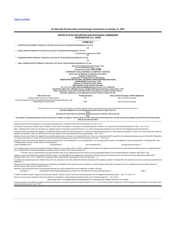 Vorschaubild Harmony Gold 20-F Jahresbericht 2023