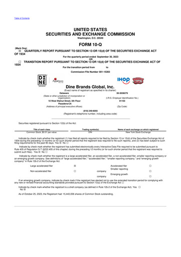 Thumbnail Dine Brands Global 10-Q Quarterly Report FY2023 