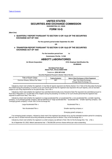 Thumbnail Abbott Laboratories 10-Q Quarterly Report FY2023 