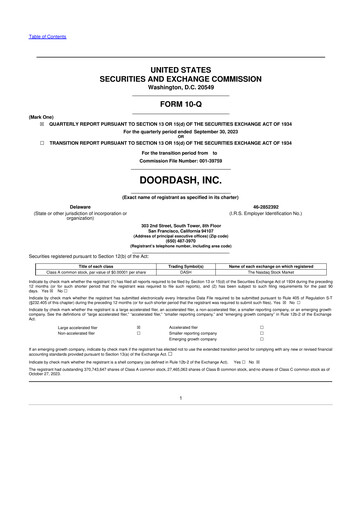 Miniature DoorDash 10-Q Rapport trimestriel 2023 