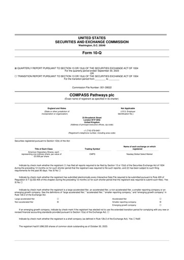 Thumbnail COMPASS Pathways 10-Q Quarterly Report FY2023 
