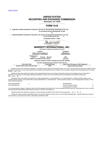 Vorschaubild Marriott International 10-Q Quartalsbericht 2023 