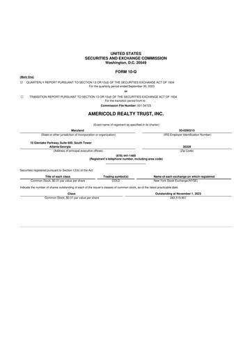 Thumbnail Americold 10-Q Quarterly Report FY2023 