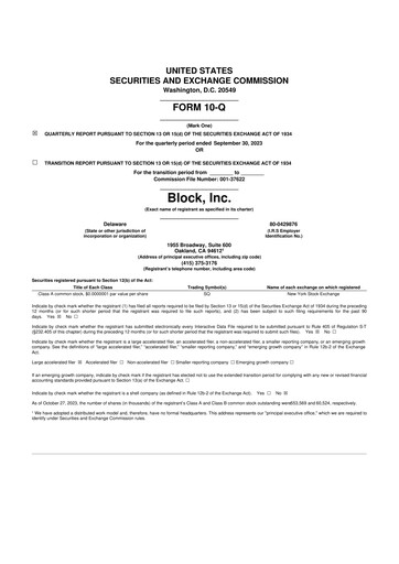 Miniature Block 10-Q Rapport trimestriel 2023 