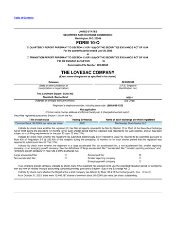 Miniature LoveSac
 10-Q Rapport trimestriel 2024 