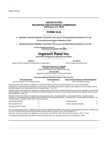 Thumbnail Ingersoll Rand 10-Q Quarterly Report FY2023 