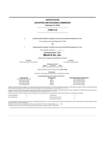 Miniature Merck 10-Q Rapport trimestriel 2023 