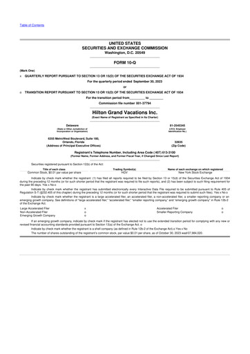 Thumbnail Hilton Grand Vacations
 10-Q Quarterly Report FY2023 