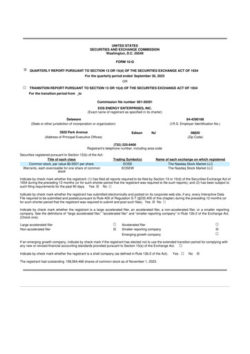 Thumbnail Eos Energy Enterprises 10-Q Quarterly Report FY2023 