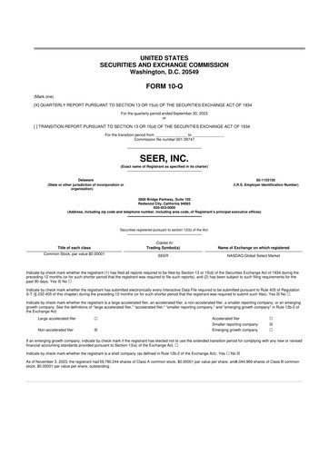 Thumbnail Seer Inc 10-Q Quarterly Report FY2023 