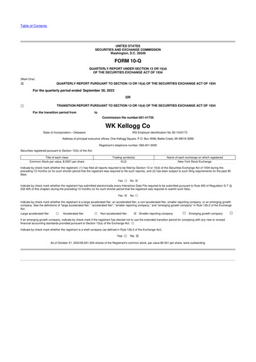 Thumbnail WK Kellogg 10-Q Quarterly Report FY2023 