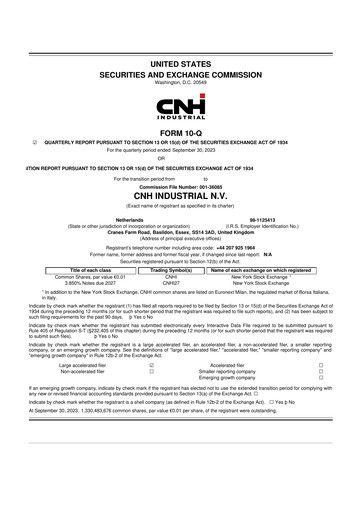 Thumbnail CNH Industrial
 10-Q Quarterly Report FY2023 