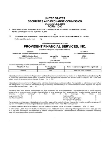 Thumbnail Provident Financial Services 10-Q Quarterly Report FY2023 