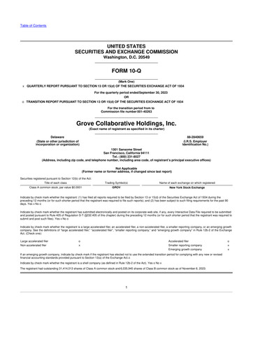 Thumbnail Grove Collaborative 10-Q Quarterly Report FY2023 