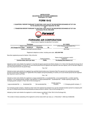 Thumbnail Forward Air 10-Q Quarterly Report FY2023 
