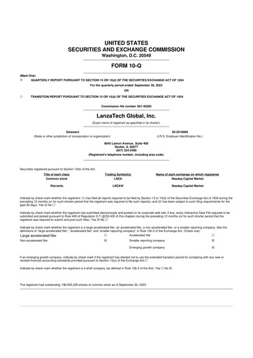 Thumbnail LanzaTech Global 10-Q Quarterly Report FY2023 