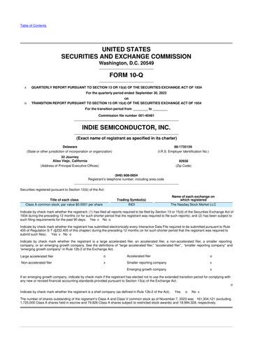 Miniature indie Semiconductor 10-Q Rapport trimestriel 2023 
