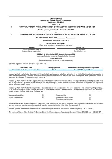 Miniature Workhorse Group
 10-Q Rapport trimestriel 2023 